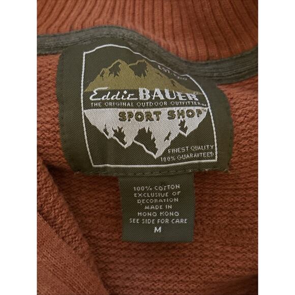 Eddie Bauer Orange 100% Cotton 1/4 Zip Solid Pullover Sweater Men's Size M VTG - Picture 6 of 6
